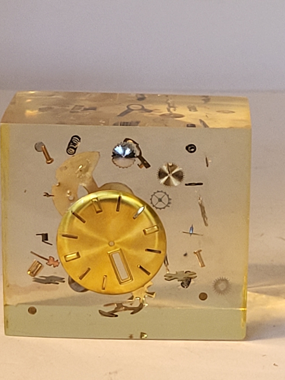 MCM Exploded Watch Lucite Cube Paperweight Hong Kong